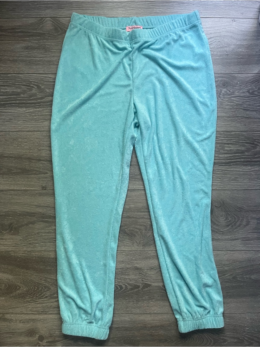 NEW Juicy Couture Blue Turquoise Terrycloth Rhinestone Y2K Joggers Size XL Retro